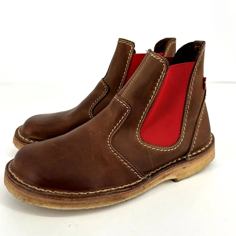 Duckfeet ROSKILDE Chelsea Boots Cocoa/Red EU SIZE 41 (US 8.5) NIB